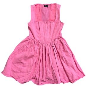 kourt Dress, Fit & Flare Square Neck Cotton Bubblegum Pink‎ Sleeveless Mini